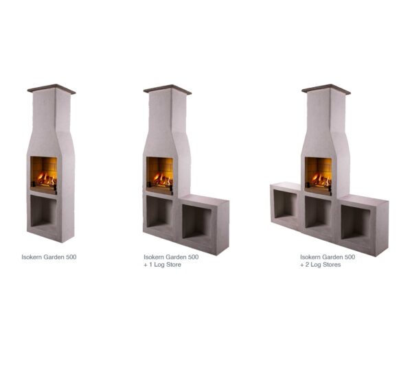 Garden Fireplace 500 Model - Our most popular model as it can function in any size garden. The Isokern Garden 500 model comes with a FREE Log Retainer and a Grill to allow it to become a superb barbecue, as well as a stunning Garden Fireplace.  Additional chimney blocks can be added to increase the height.
