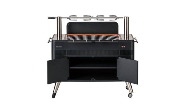 Everdure HUB Electric Ignition BBQ - <div> <hr /> <h3 class="list-title">Ready to cook in 10 minutes</h3> <p class="body-text medium">With the Fast Flame Ignition System<sup>TM</sup>, featuring an electric element, you can get your charcoal burning at just the right temperature in just 10 minutes.</p> <h3 class="list-title">Built-in rotisserie system</h3> <p class="body-text medium">With the patented Rotiscope Technology<sup>TM</sup>, you can set up an authentic, top-of-the-line rotisserie, powered by a discrete motor, in moments.</p> </div> <div> <h3 class="list-title">Food held tight</h3> <p class="body-text medium">The jaw-like Cliplock Forks<sup>TM</sup> ensure everything from chickens to suckling pigs are kept firmly in place on the rotisserie rod as it turns.</p> <h3 class="list-title">Function and form</h3> <p class="body-text medium">From the subtly integrated rotisserie, to the retractable power cord, the HUB<sup>TM</sup> is the perfect balance of function and form, taking design cues from minimalist Danish design.</p> </div> <div> <h3 class="list-title">Fuss-free,mess-free</h3> <p class="body-text medium">Easy to use and take care of. The porcelain enamel firebox and charcoal tray are easy to clean after use.</p> <hr /> <p class="body-text medium"><strong>N.B: This product is ordered directly from the supplier therefore lead times may vary. </strong><strong>For more information please call us on 01446771567 or email info@topbbq.co.uk</strong></p> </div>