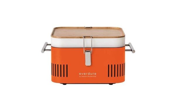 Everdure CUBE Portable BBQ - Orange - <div> <hr /> <h3 class="list-title">Totally portable</h3> <p class="body-text medium">Made from lightweight durable steel, with a high temperature finish and sleek cool-to-the-touch handles, the compact CUBE<sup>TM</sup> is portable charcoal cooking at its easiest.</p> <h3 class="list-title">Integrated storage</h3> <p class="body-text medium">A food-grade storage tray and bamboo preparation board are cleverly integrated in the design, still leaving room to store fresh coals.</p> </div> <div> <h3 class="list-title">Safe to handle</h3> <p class="body-text medium">With a built-in heat protection shield, the CUBE<sup>TM</sup> can be used almost anywhere, while the chrome handles remain cool to the touch, even while cooking.</p> <h3 class="list-title">Stylish design</h3> <p class="body-text medium">Available in 4 contemporary colours, the CUBE<sup>TM</sup> makes it easy to show your style and stand out from the crowd.</p> <hr /> <p class="body-text medium"><strong>N.B: This product is ordered directly from the supplier therefore lead times may vary. </strong><strong>For more information please call us on 01446771567 or email info@topbbq.co.uk</strong></p> </div>
