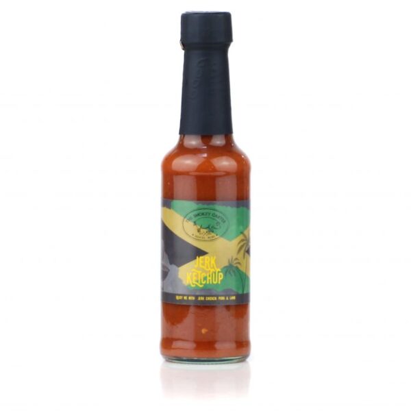 Pitmaster Jerk Ketchup - 1 x Jerk Ketchup ? 150ml Bottle Jerk Ketchup packs a punch both in the flavour and heat department. Spiced with traditional Jerk spices such as all spice, cinnamon and nutmeg with added heat of the Scotch Bonnet Chilli. This is a real winner! Perfect on pork, lamb and of course chicken. Ingredients: Tomato, water, onion, brown sugar, cider vinegar, garlic, scotch bonnet chilli, all spice, nutmeg, cinnamon, thyme, cayenne, clove, oregano, spices, salt, citric acid, celery, maize starch. Allergens: Contains Celery
