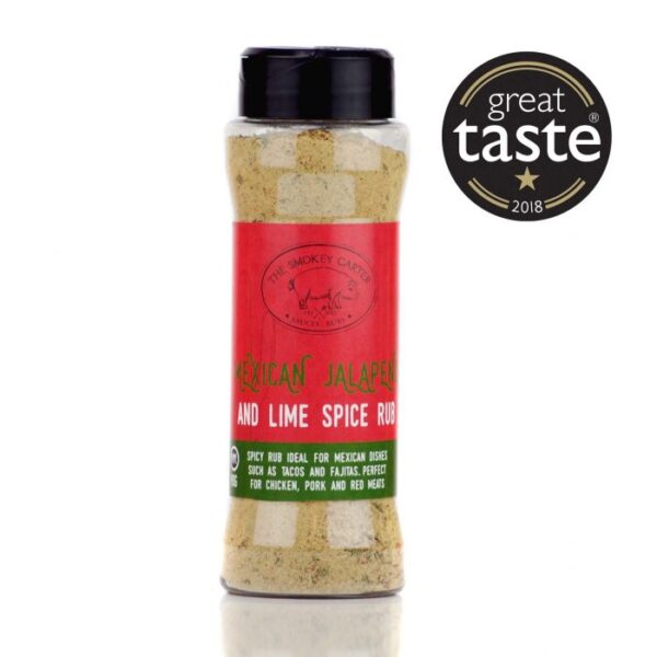 Pitmaster Mexican Jalapeno & Lime Rub - Mexican Jalapeno & Lime Spice Rub (90g Rub Shaker) (Gold Star Winner Great Taste Awards 2018) Mexican cuisine at its best. Apply to chicken or pork, ideal for tacos, quesadillas, enchiladas, fajitas & tamales.