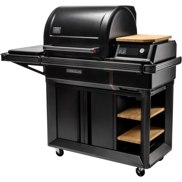 Traeger Timberline Grill - <strong>Traeger Timberline Grill – New for 2023!</strong> Discover what outdoor cooking perfected looks like with the all-new Traeger Timberline® Wood Pellet Grill. The most capable, customizable, and versatile cooking tool ever, the Timberline produces perfect results every time and is fully loaded with features that will open your eyes to a whole new world of wood-fired flavour and outdoor cooking possibilities. Fire up a feast, along with drinks and dessert, all on one grill that allows grilling, smoking, baking, roasting, braising, & BBQing—and now sautéing, simmering, and scorching-hot searing, thanks to the new Traeger Induction™ cooktop. Whether it’s slow-smoked meats, gourmet feasts, or wood-fired pizza, the Timberline helps you make every meal memorable. WiFIRE® technology makes it easy to control your grill from anywhere, whether you’re inside watching the game or out on the hiking trail, and ultra-easy clean-up means post-cook cleaning is as convenient as the main event. Fuelled by premium all-natural hardwood pellets that infuse your food with amazing flavour, the Timberline boasts incredible precision and consistency unrivalled by any other grill and features premium craftsmanship that leaves no detail overlooked.  