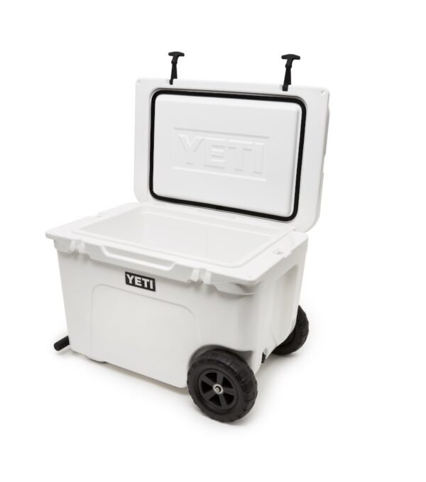 Yeti Tundra Haul - White - Yeti Tundra Haul - White The first-ever YETI cooler on wheels is the answer to taking Tundra's® legendary toughness and unmatched insulation power the extra mile. And nothing was sacrificed in the making of this cold-holding powerhouse, ensuring the Haul™ lives up to the Tundra name. The Tundra® Haul™ is now the toughest cooler on two wheels. - Empty Weight: 14.5kg Note: Tundra Haul is not compatible with the dry goods basket or divider.