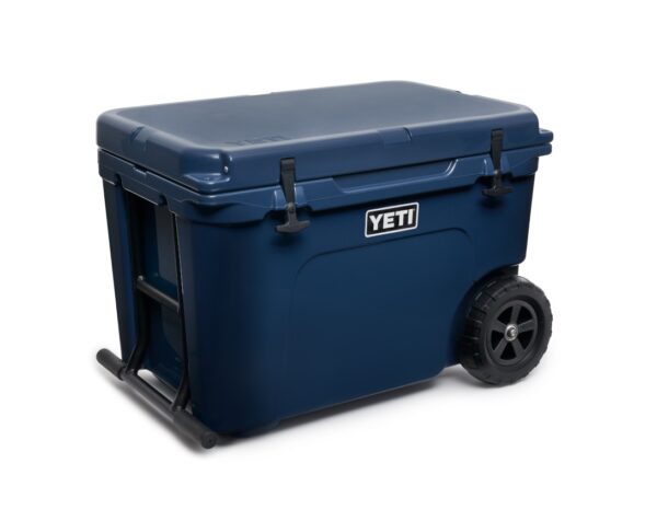 Yeti Tundra Haul - Navy - Yeti Tundra Haul - Navy The first-ever YETI cooler on wheels is the answer to taking Tundra's® legendary toughness and unmatched insulation power the extra mile. And nothing was sacrificed in the making of this cold-holding powerhouse, ensuring the Haul™ lives up to the Tundra name. The Tundra® Haul™ is now the toughest cooler on two wheels. - Empty Weight: 14.5kg Note: Tundra Haul is not compatible with the dry goods basket or divider.