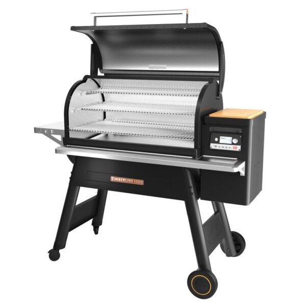 Traeger Timberline 1300 WiFi Pellet Grill Bundle - Traeger Timberline 1300 WiFi Pellet Grill – This top-shelf grill boasts three tiers of stainless steel grates that let you load up the grill with feast-worthy amounts of food. Fully insulated construction maintains steady temps in any weather for ultimate consistency. Plus, the included Traeger Pellet Sensor lets you monitor your pellet levels from anywhere using the Traeger App, so you never run out in the middle of a cook.    