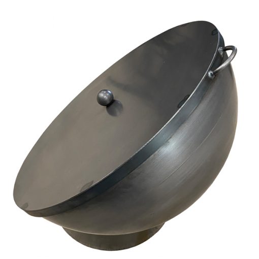 Tilted Sphere Fire Pit Lid - Tilted Sphere Fire Pit Lid Our Tilted Sphere Lid is not just limited to keeping your fire pit dry from the elements! At the end of the evening, the lid can be used as a snuffer to enable you to safely and easily extinguish your fire. It also prevents the wind from blowing away any leftover embers around your garden; or patio area and keeps any remaining ash dry for use for your next fire. <h3><strong>Accessorise your fire pit</strong></h3> Have a look at our Accessories section where you’ll find lots more useful extras for cooking over and managing your fire. Choose from our practical accessories such as our Fire Pit BBQ Gloves or the Ash Rake, which is great for moving hot embers around to facilitate cooking. <h3><strong>Maintaining your fire pit</strong></h3> <strong>NB: All our fire pits, lids and accessories will begin to rust immediately and will not maintain their black finish. However, this will not affect their long term durability. As all our fire pits are handmade from sheet steel which has naturally occurring blemishes, there may be very slight variations in the forging and finish. </strong>