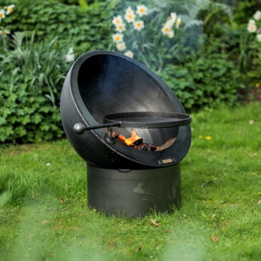 Tilted Sphere Fire Pit - Tilted Sphere Fire Pit Elegant, stylish and sophisticated and sure to be a conversation stopper! Now with the option of a lid to snuff out the fire safely at the end of the evening.