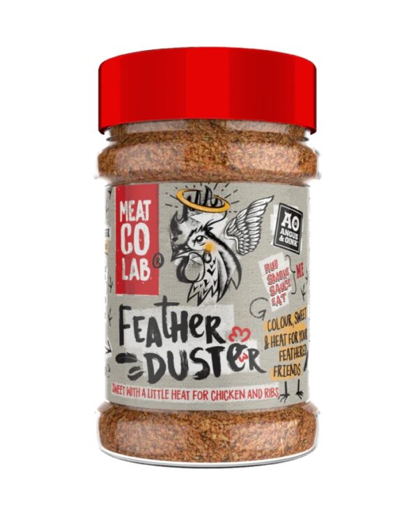 A&O Feather Duster BBQ Rub - A&O Feather Duster BBQ Rub Developed with one thing in mind. Savoury Boosting, Colour Madness, Umami Master Blaster! A heady bled of the best quality Paprika, Orange, Lemon and Chipotle, it's sweet with a gentle warmth and delicious on all the feathered friends. It's pretty epic on Pork too! Feather Duster 200g is: <ul> <li>Gluten Free</li> <li>Vegan Friendly</li> </ul>