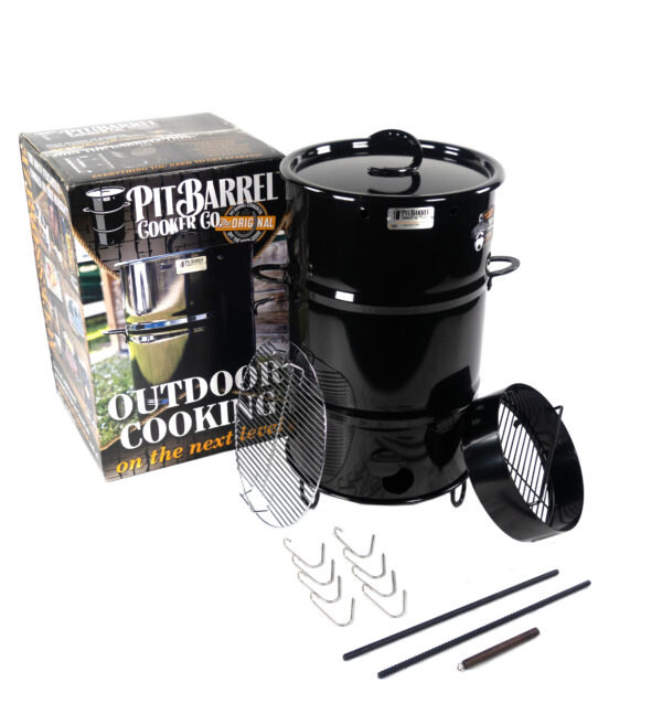 Pit Barrel Cooker Package - Pit Barrel Cooker Package The 18.5″ Classic Pit Barrel<sup>®</sup> Cooker is the perfect solution for all of your grilling and smoking needs. Our Drum Cooker can cook anything from brisket to veggies flawlessly with ease. Its unmatched capacity allows for more than double that of regular horizontal cookers at a fraction of the cost.